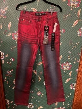 Red & Black Y2K dead stock jeans-RESTOCK (read)